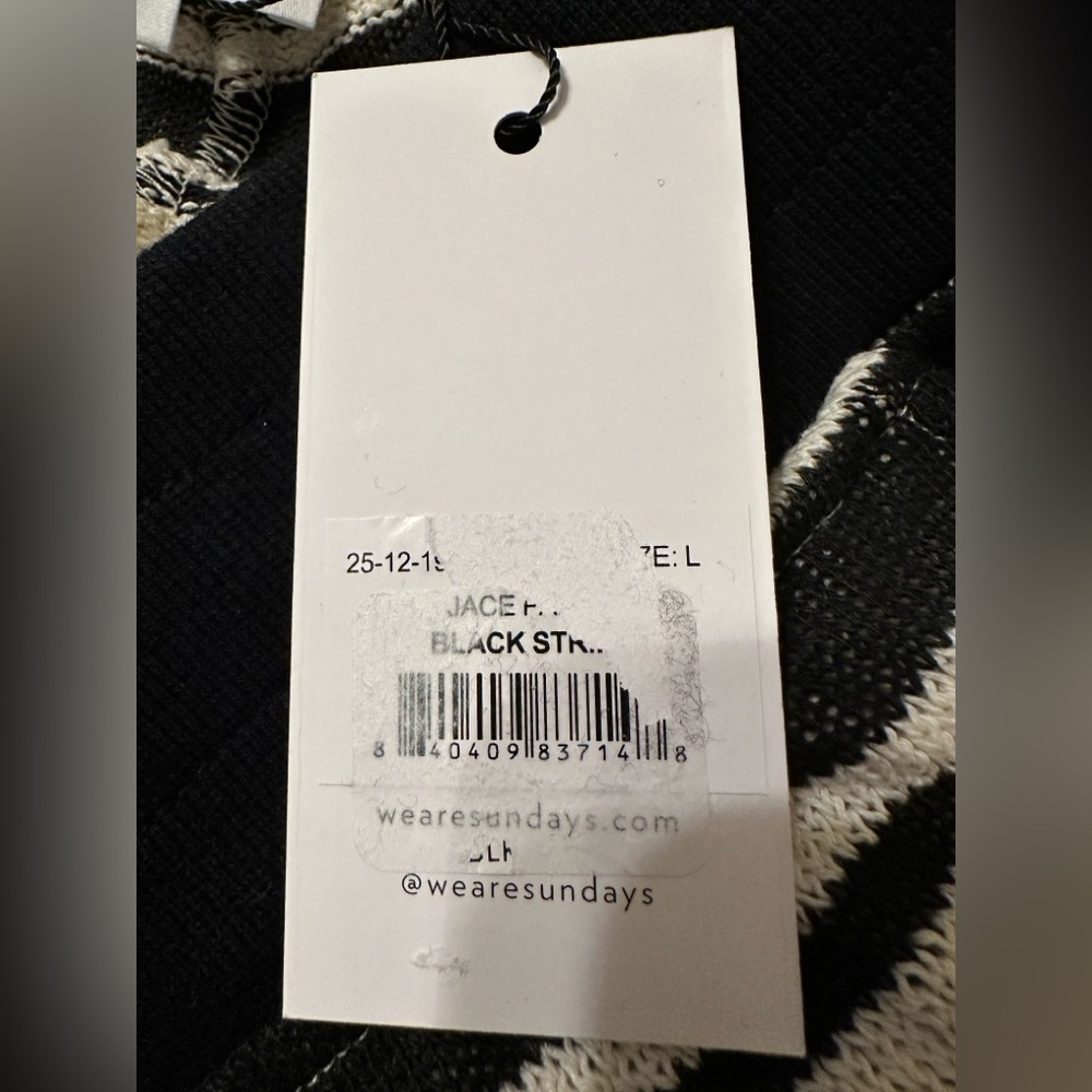 Sundays Striped Black and White Kade Pullover & Jace Pants Set - NWT - Size L - Picture 6 of 16